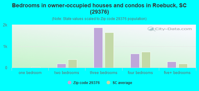 Bedrooms in owner-occupied houses and condos in Roebuck, SC (29376) 