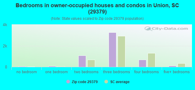 Bedrooms in owner-occupied houses and condos in Union, SC (29379) 