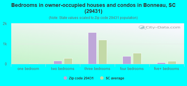 Bedrooms in owner-occupied houses and condos in Bonneau, SC (29431) 