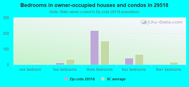 Bedrooms in owner-occupied houses and condos in 29518 