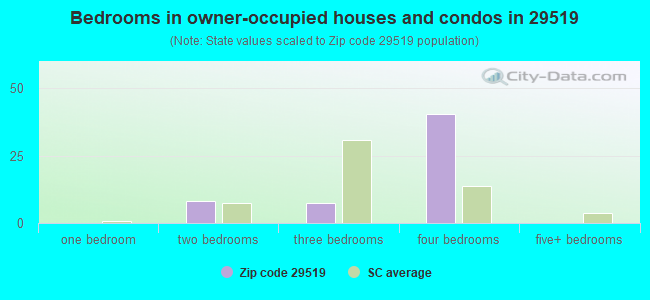 Bedrooms in owner-occupied houses and condos in 29519 