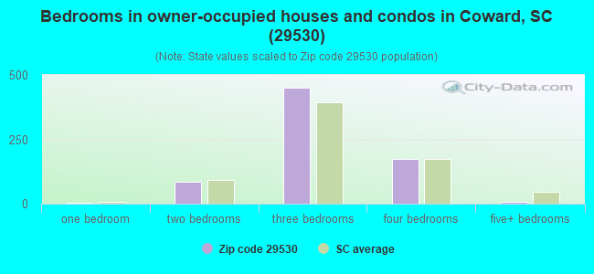 Bedrooms in owner-occupied houses and condos in Coward, SC (29530) 