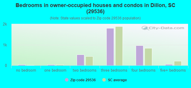 Bedrooms in owner-occupied houses and condos in Dillon, SC (29536) 