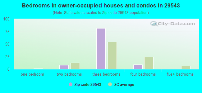 Bedrooms in owner-occupied houses and condos in 29543 