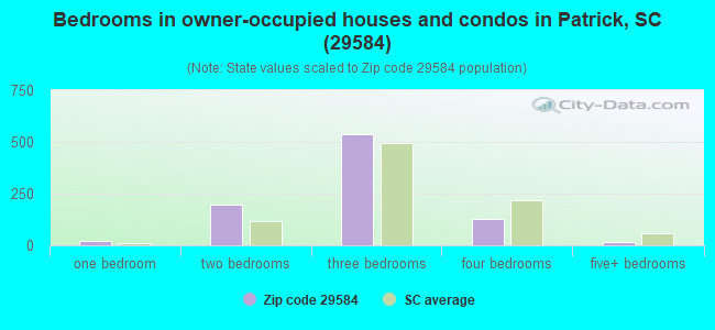 Bedrooms in owner-occupied houses and condos in Patrick, SC (29584) 