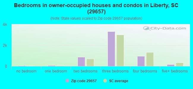 Bedrooms in owner-occupied houses and condos in Liberty, SC (29657) 