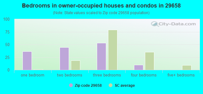 Bedrooms in owner-occupied houses and condos in 29658 