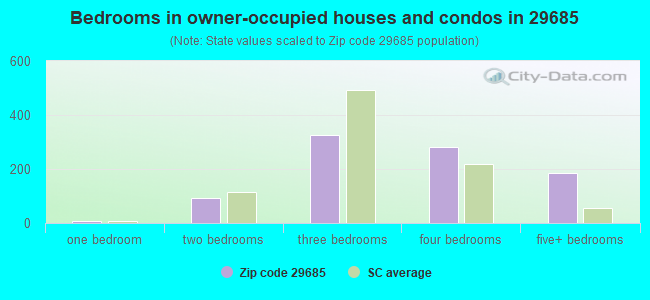 Bedrooms in owner-occupied houses and condos in 29685 