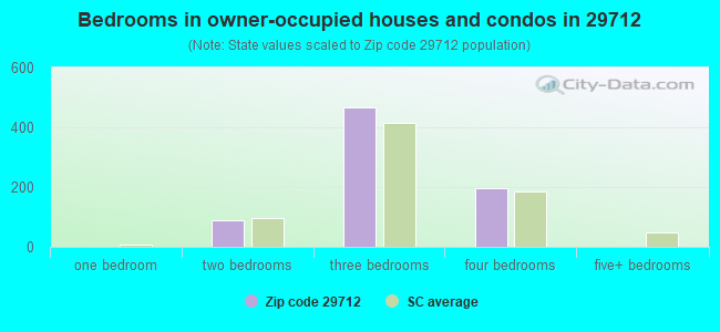 Bedrooms in owner-occupied houses and condos in 29712 