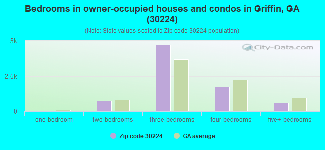 Bedrooms in owner-occupied houses and condos in Griffin, GA (30224) 