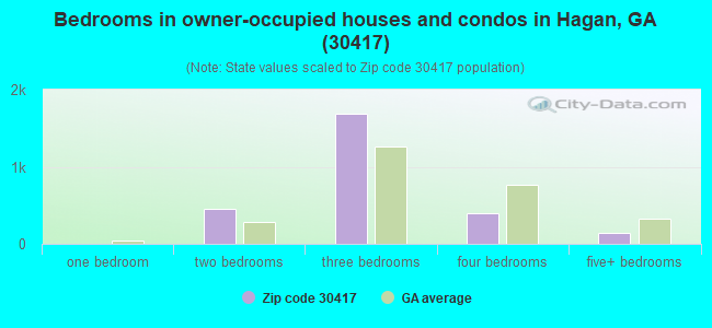 Bedrooms in owner-occupied houses and condos in Hagan, GA (30417) 