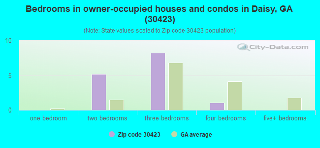 Bedrooms in owner-occupied houses and condos in Daisy, GA (30423) 