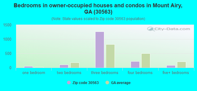 Bedrooms in owner-occupied houses and condos in Mount Airy, GA (30563) 