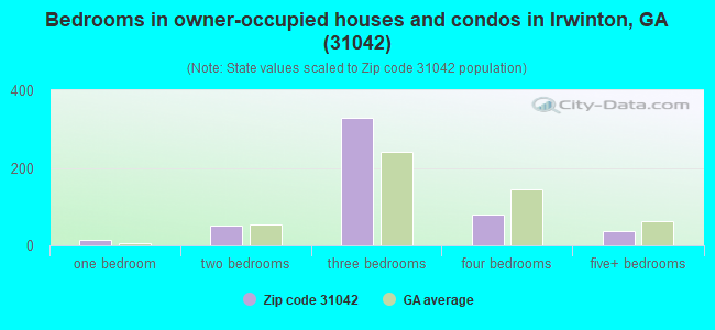 Bedrooms in owner-occupied houses and condos in Irwinton, GA (31042) 