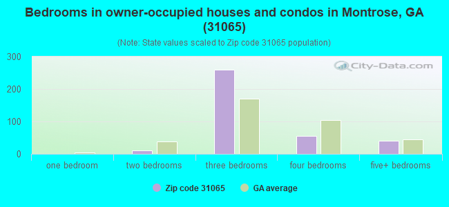 Bedrooms in owner-occupied houses and condos in Montrose, GA (31065) 