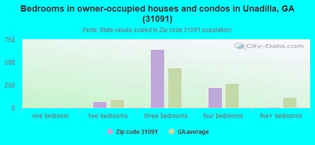 Bedrooms in owner-occupied houses and condos in Unadilla, GA (31091) 