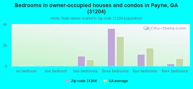 Bedrooms in owner-occupied houses and condos in Payne, GA (31204) 