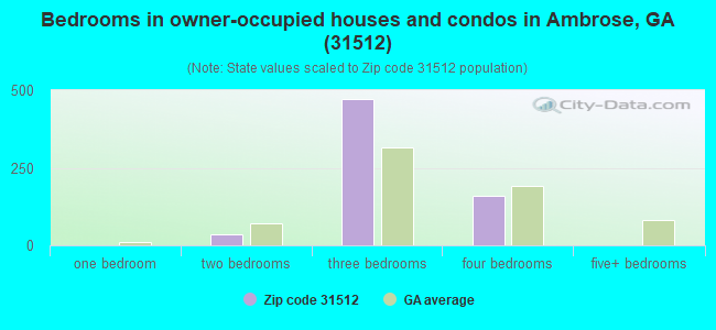 Bedrooms in owner-occupied houses and condos in Ambrose, GA (31512) 