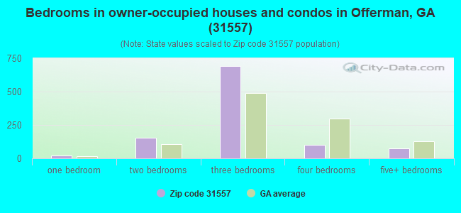 Bedrooms in owner-occupied houses and condos in Offerman, GA (31557) 