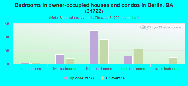 Bedrooms in owner-occupied houses and condos in Berlin, GA (31722) 