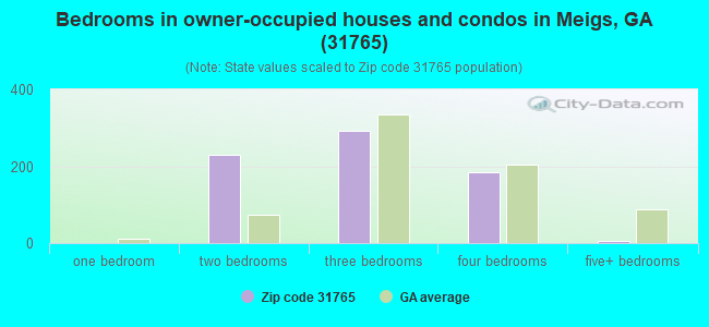 Bedrooms in owner-occupied houses and condos in Meigs, GA (31765) 
