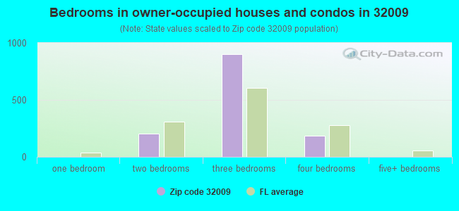 Bedrooms in owner-occupied houses and condos in 32009 