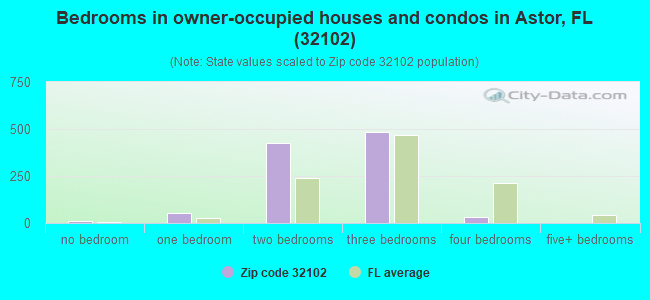 Bedrooms in owner-occupied houses and condos in Astor, FL (32102) 
