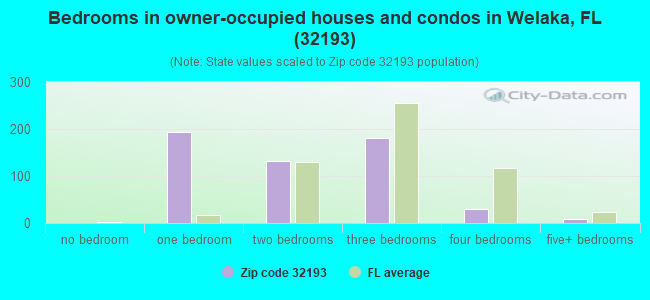 Bedrooms in owner-occupied houses and condos in Welaka, FL (32193) 