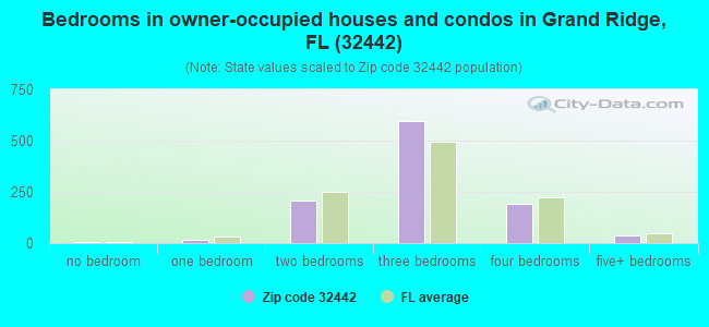 Bedrooms in owner-occupied houses and condos in Grand Ridge, FL (32442) 