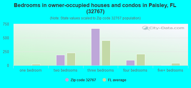 Bedrooms in owner-occupied houses and condos in Paisley, FL (32767) 