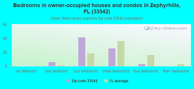 Bedrooms in owner-occupied houses and condos in Zephyrhills, FL (33542) 