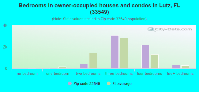 Bedrooms in owner-occupied houses and condos in Lutz, FL (33549) 