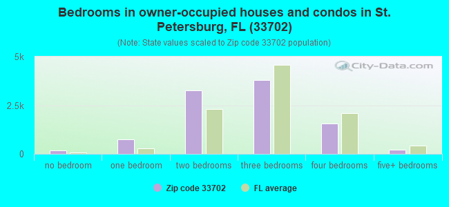Bedrooms in owner-occupied houses and condos in St. Petersburg, FL (33702) 