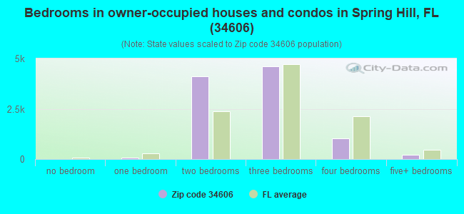 Bedrooms in owner-occupied houses and condos in Spring Hill, FL (34606) 