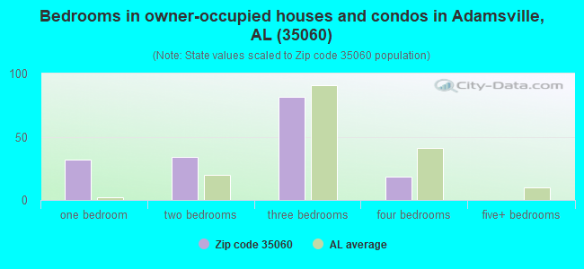 Bedrooms in owner-occupied houses and condos in Adamsville, AL (35060) 