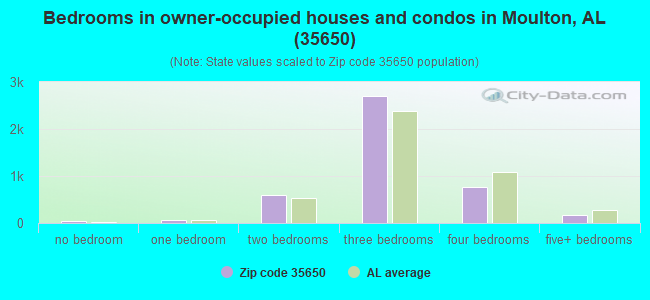 Bedrooms in owner-occupied houses and condos in Moulton, AL (35650) 