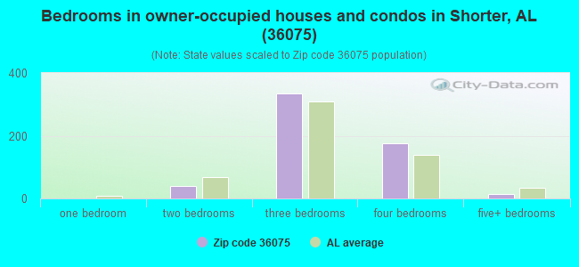 Bedrooms in owner-occupied houses and condos in Shorter, AL (36075) 