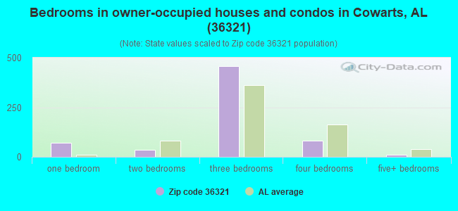 Bedrooms in owner-occupied houses and condos in Cowarts, AL (36321) 