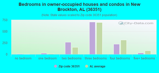 Bedrooms in owner-occupied houses and condos in New Brockton, AL (36351) 