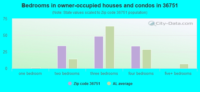Bedrooms in owner-occupied houses and condos in 36751 