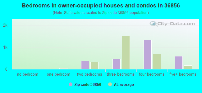 Bedrooms in owner-occupied houses and condos in 36856 