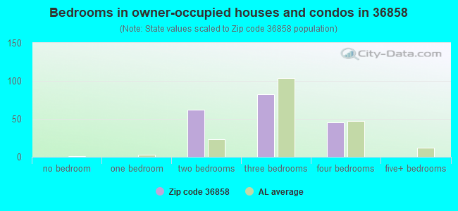 Bedrooms in owner-occupied houses and condos in 36858 