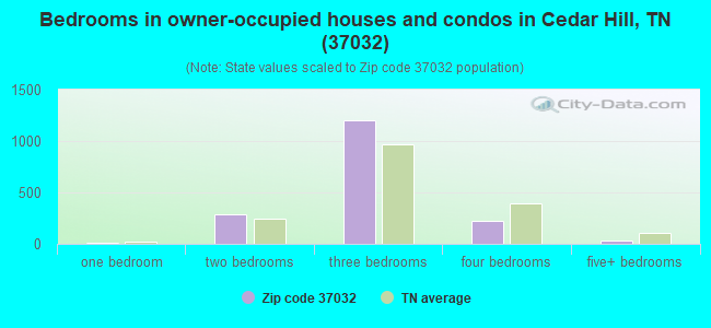 Bedrooms in owner-occupied houses and condos in Cedar Hill, TN (37032) 