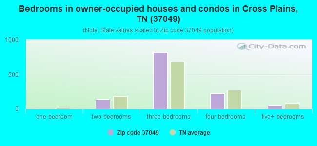 Bedrooms in owner-occupied houses and condos in Cross Plains, TN (37049) 