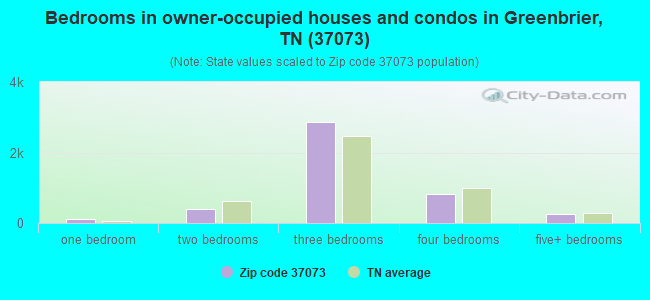 Bedrooms in owner-occupied houses and condos in Greenbrier, TN (37073) 