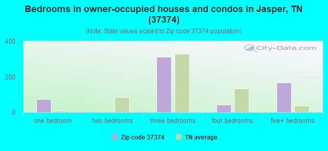 Bedrooms in owner-occupied houses and condos in Jasper, TN (37374) 