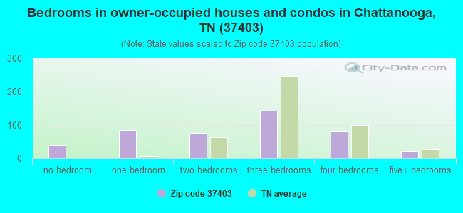 Bedrooms in owner-occupied houses and condos in Chattanooga, TN (37403) 
