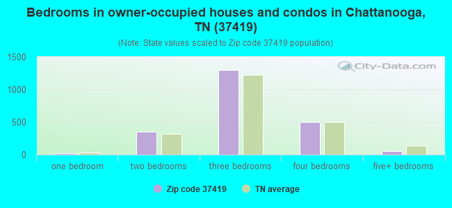 Bedrooms in owner-occupied houses and condos in Chattanooga, TN (37419) 