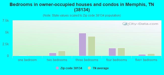 Bedrooms in owner-occupied houses and condos in Memphis, TN (38134) 