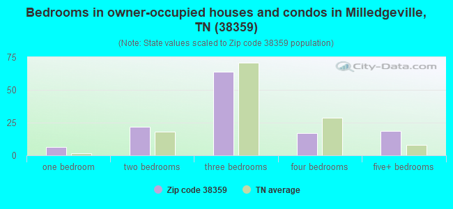 Bedrooms in owner-occupied houses and condos in Milledgeville, TN (38359) 